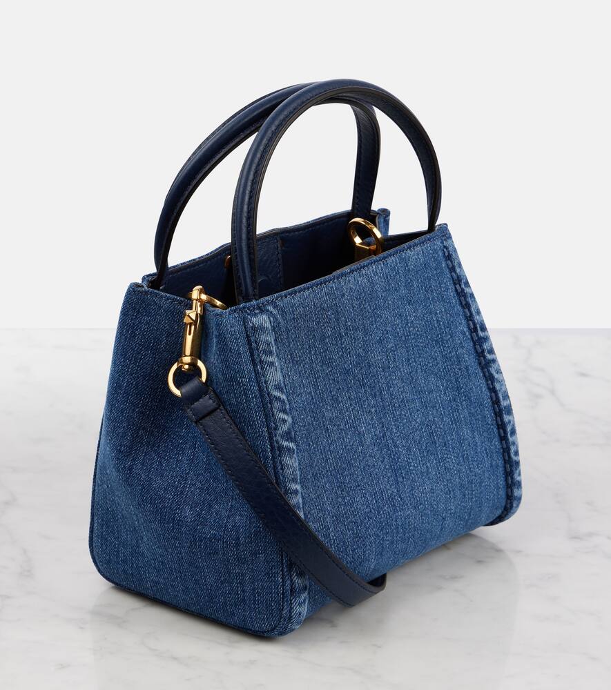 Valentino Alltime Small Denim Tote Bag In Blue