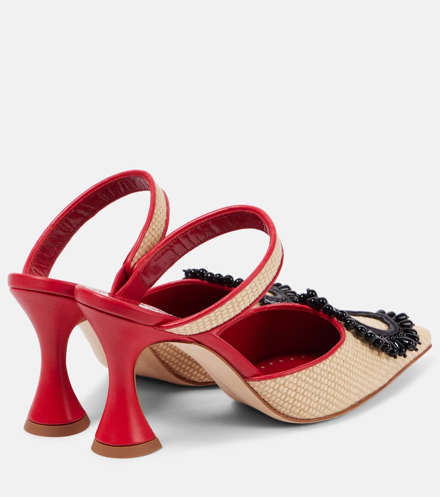 Manolo Blahnik Pantoletten Atika 90 Aus Raffiabast In Nude