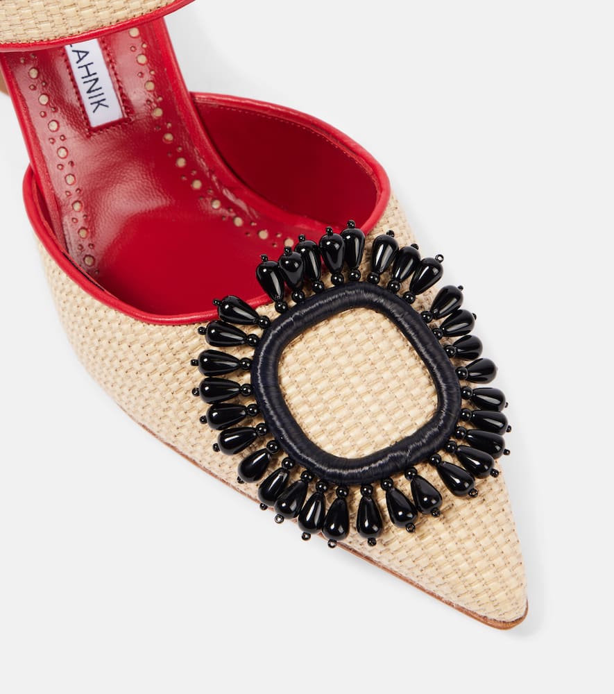 Manolo Blahnik Pantoletten Atika 90 Aus Raffiabast In Nude
