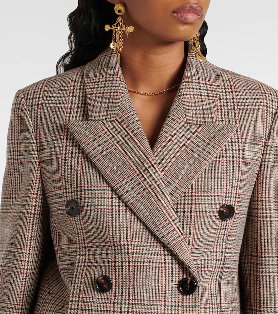 Chloé Prince Of Wales Check Wool-blend Blazer In Brown