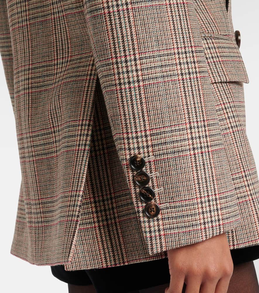 Chloé Prince Of Wales Check Wool-blend Blazer In Brown