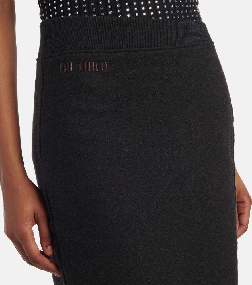 Attico Ribbed Waist Midi Skirt With Side Slit In Black