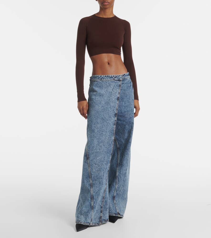 Alaïa Secondskin Effect Crop Top In Brown