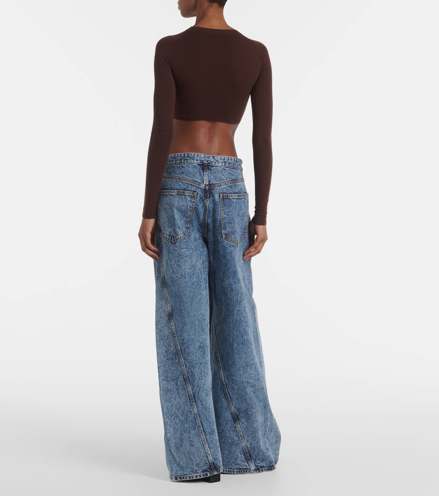 Alaïa Secondskin Effect Crop Top In Brown