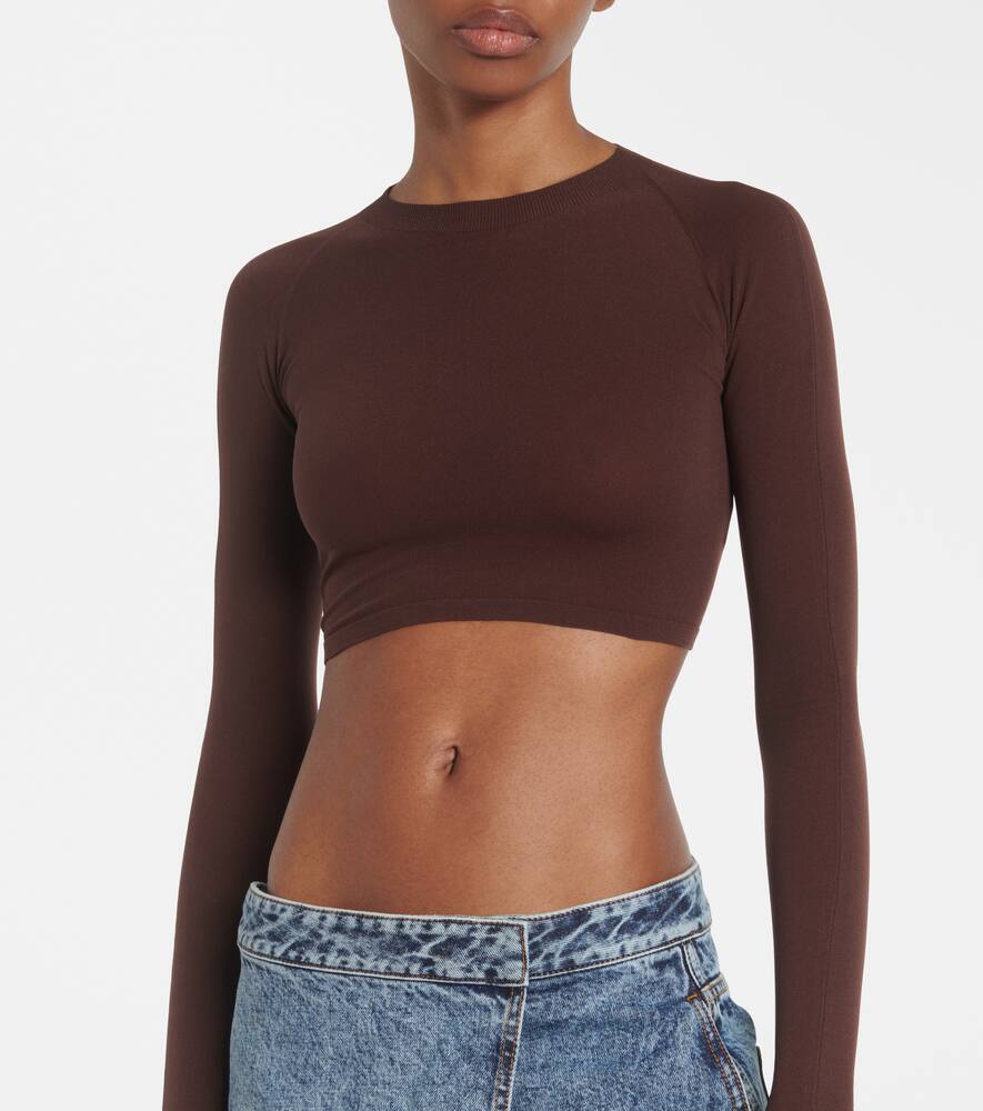 Alaïa Secondskin Effect Crop Top In Brown
