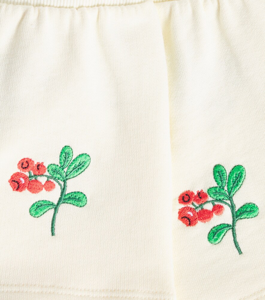  Mini Rodini Mini Rodini Lingoberries Embroidered Cotton Shorts 