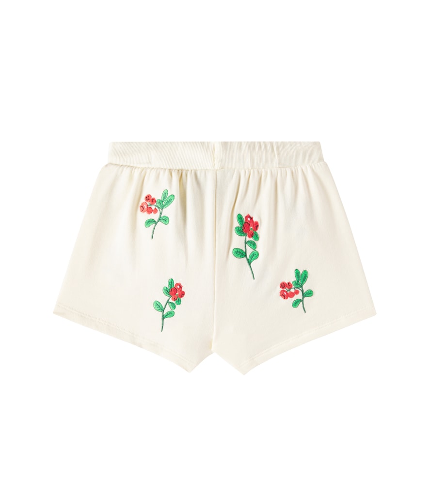  Mini Rodini Mini Rodini Lingoberries Embroidered Cotton Shorts 