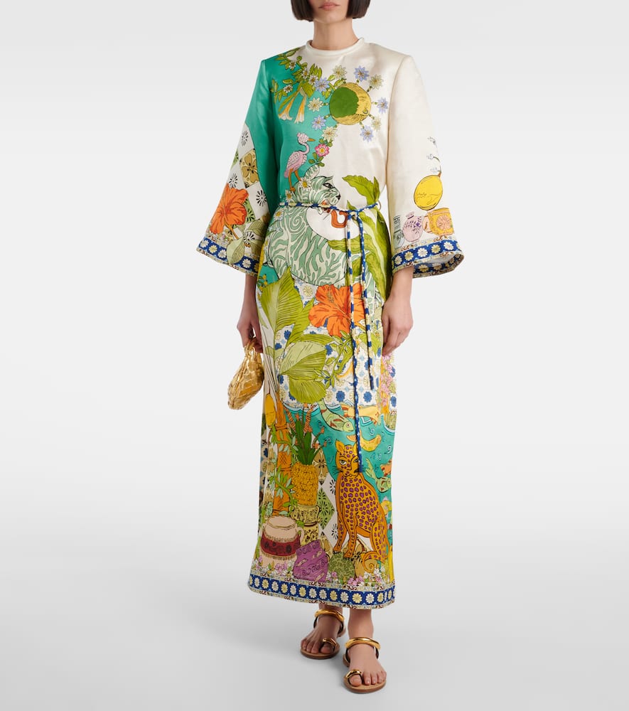 Alemais Printed Hemp And Silk Maxi Dress In Hazel