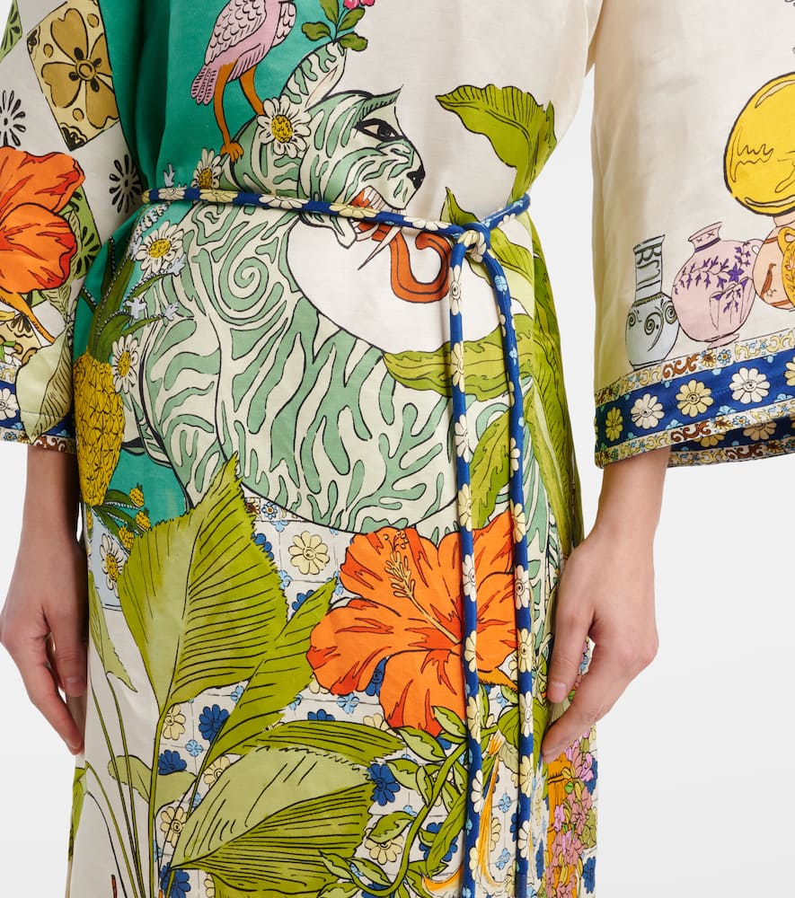 Alemais Printed Hemp And Silk Maxi Dress In Hazel