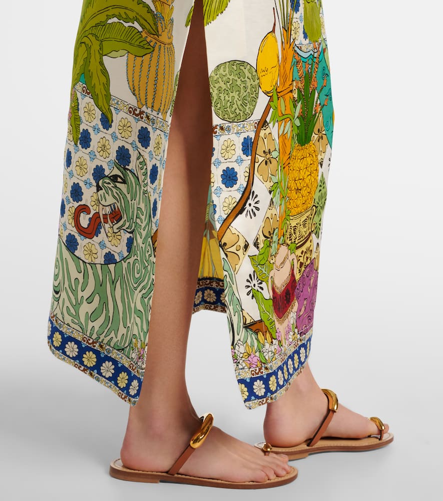 Alemais Printed Hemp And Silk Maxi Dress In Hazel