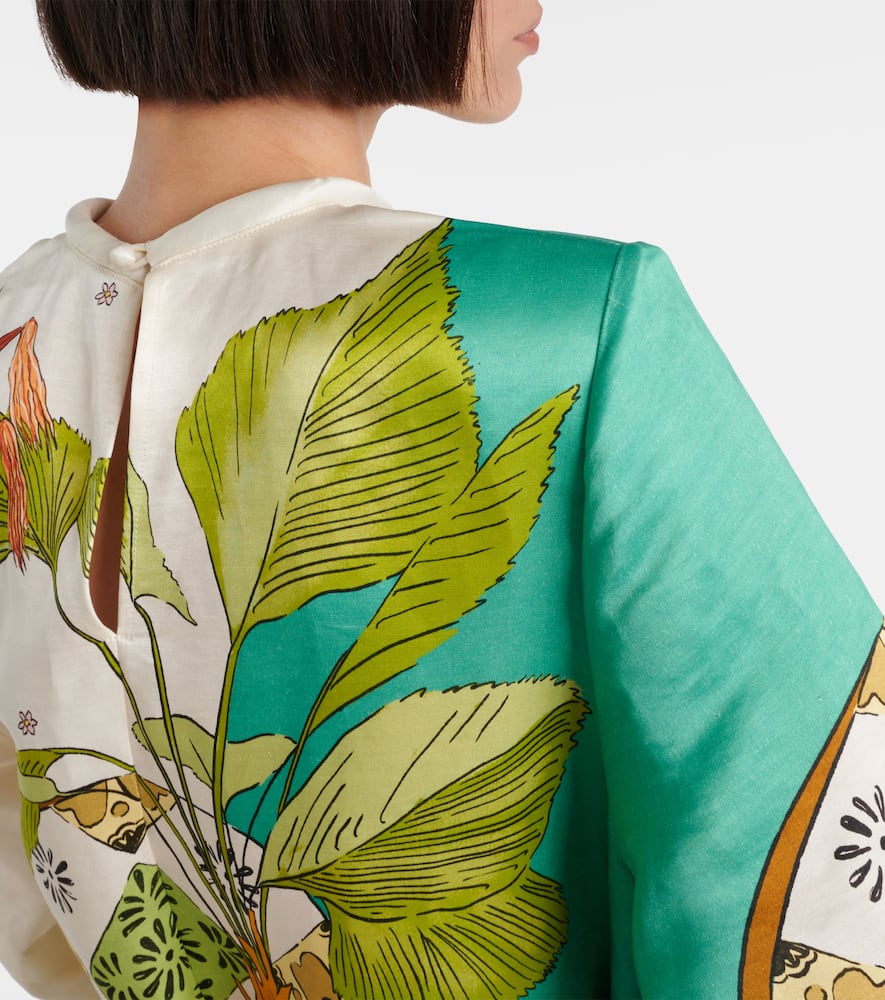 Alemais Printed Hemp And Silk Maxi Dress In Hazel