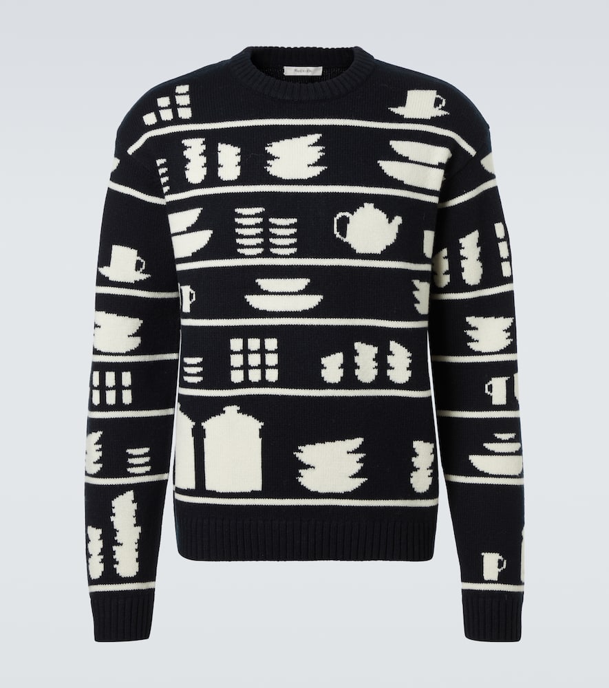 Jw Anderson Tableware-pattern Crew-neck Sweater In Black