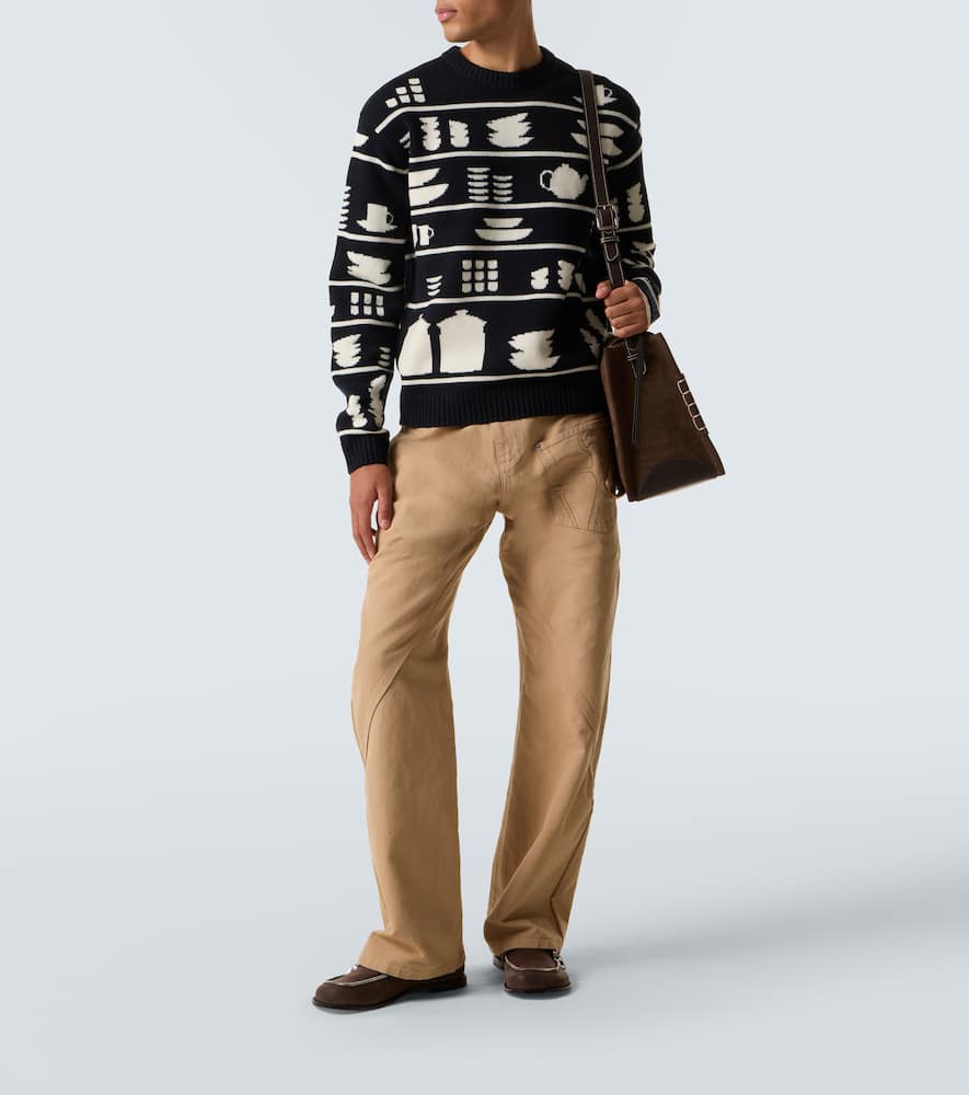 Jw Anderson Tableware-pattern Crew-neck Sweater In Black