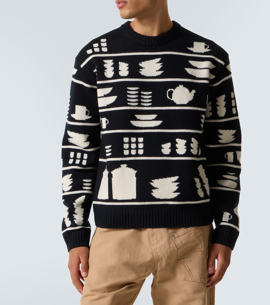 Jw Anderson Tableware-pattern Crew-neck Sweater In Black