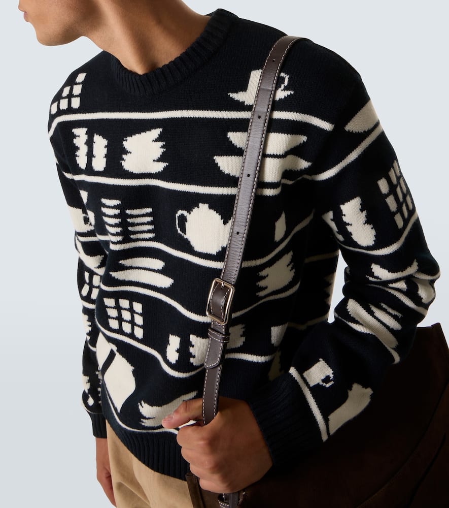 Jw Anderson Tableware-pattern Crew-neck Sweater In Black