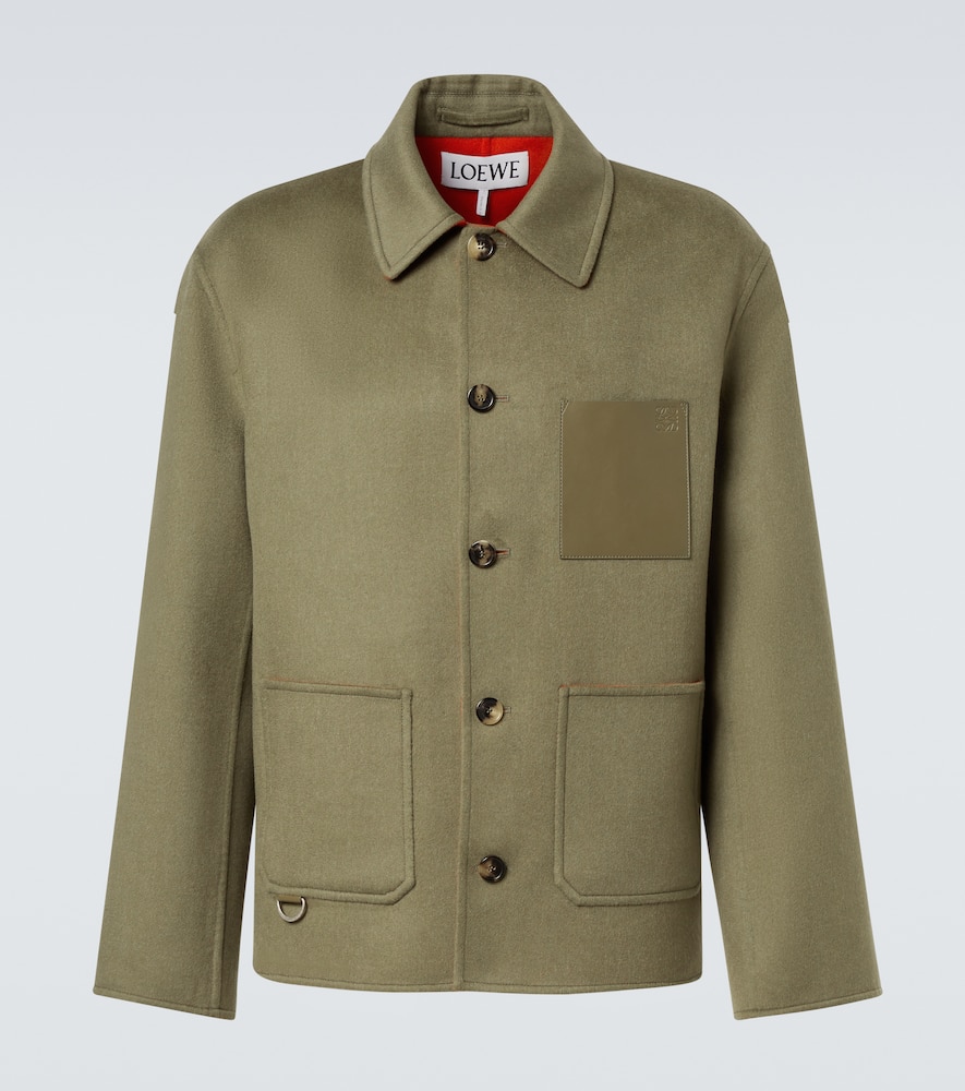 Loewe Anagram Wool And Cashmere Jacket In Green