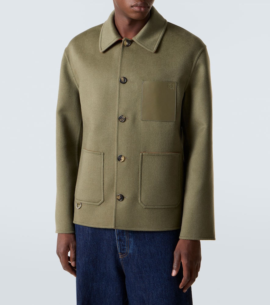 Loewe Anagram Wool And Cashmere Jacket In Green