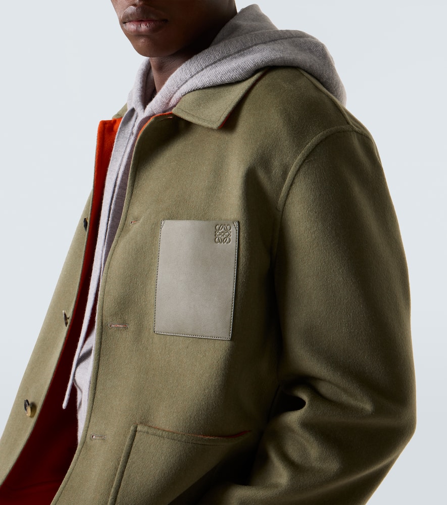 Loewe Anagram Wool And Cashmere Jacket In Green