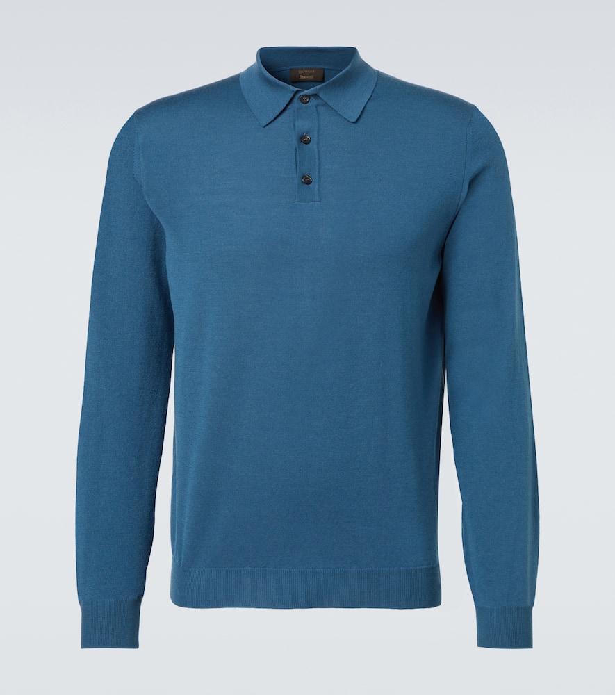 Slowear Wool-blend Polo Sweater In Blue