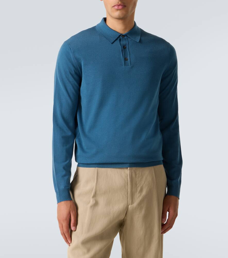 Slowear Wool-blend Polo Sweater In Blue