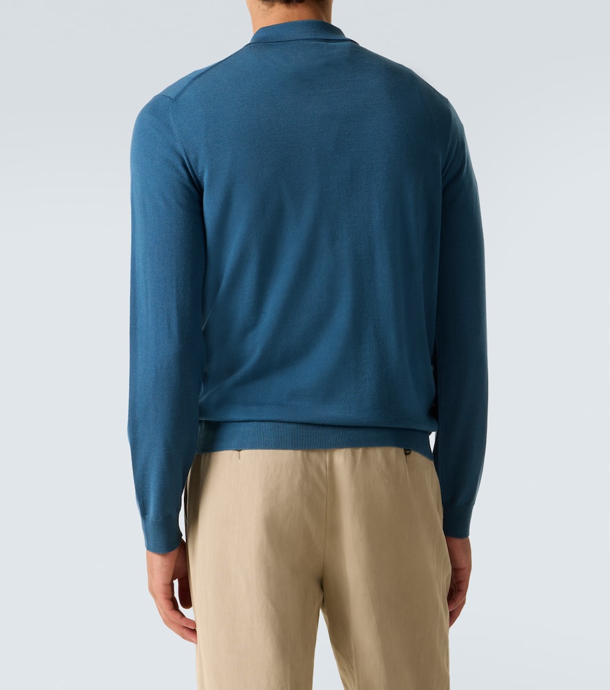 Slowear Wool-blend Polo Sweater In Blue