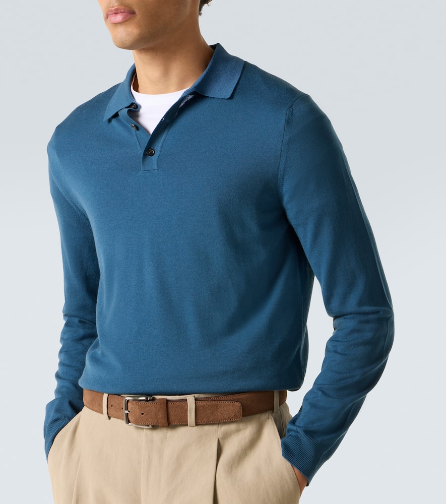 Slowear Wool-blend Polo Sweater In Blue