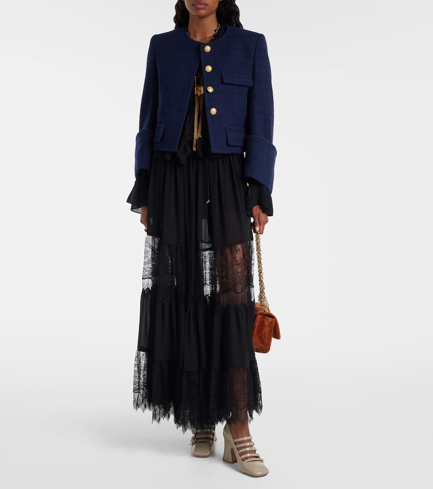 Chloé Chloe Lace-embellished Silk-chiffon Maxi Skirt In Black