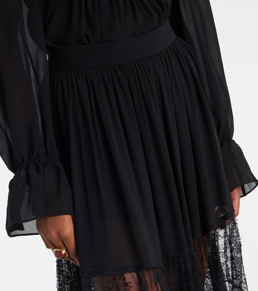 Chloé Chloe Lace-embellished Silk-chiffon Maxi Skirt In Black