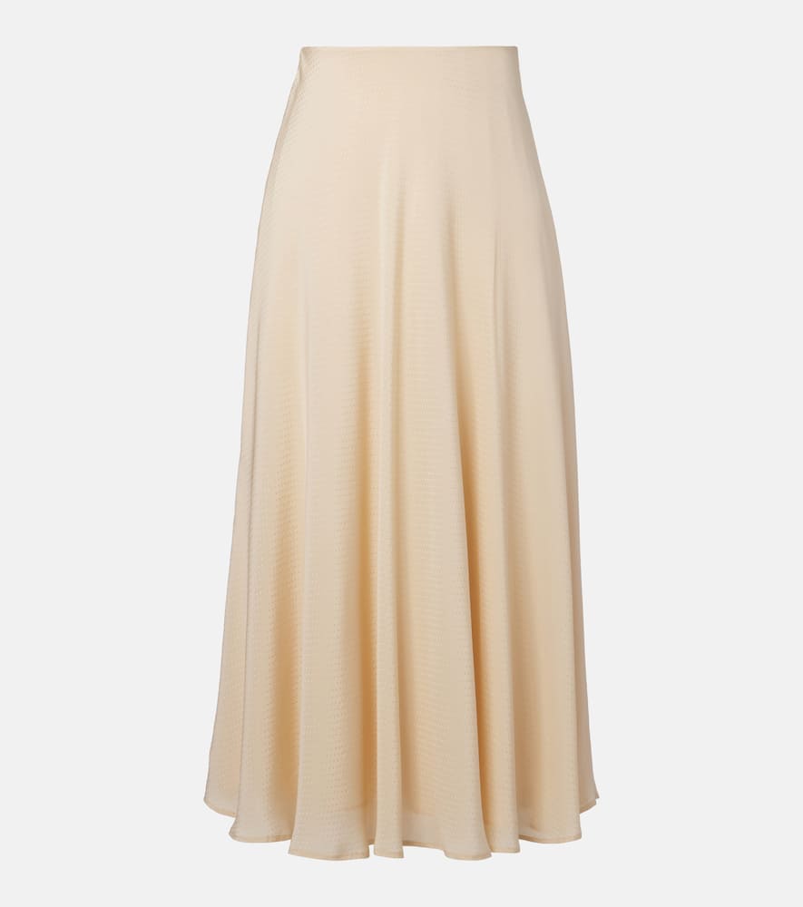 Loro Piana Erika Silk Midi Skirt In White