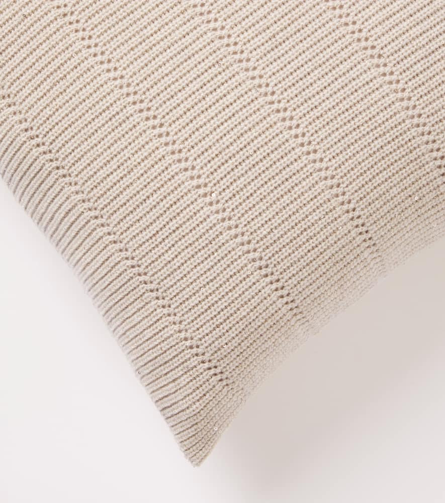 Brunello Cucinelli Cashmere And Wool Cushion In Sand