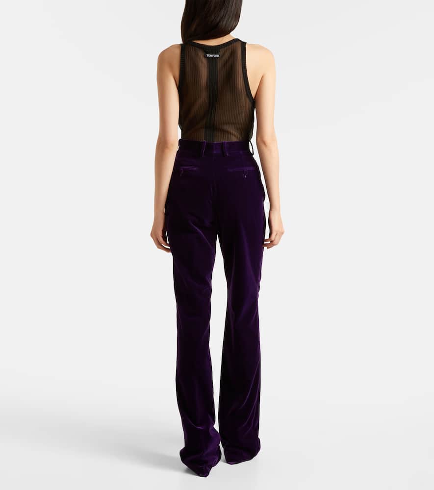 Tom Ford Cotton Velvet Flared Pants In Blue
