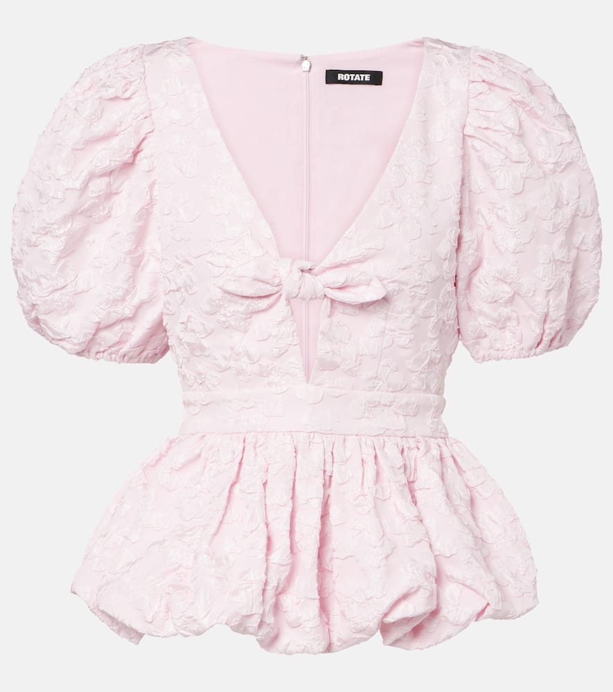 Cutout jacquard peplum top