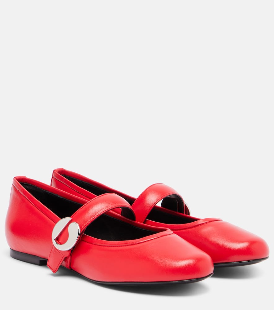 Coperni Belt Leather Mary Jane Flats In Red