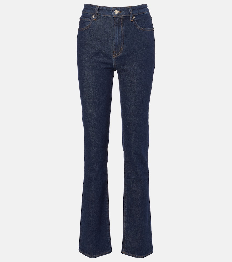 Frame Ruler High-rise Straight Jeans In Blue
