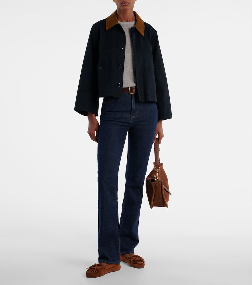 Frame Ruler High-rise Straight Jeans In Blue