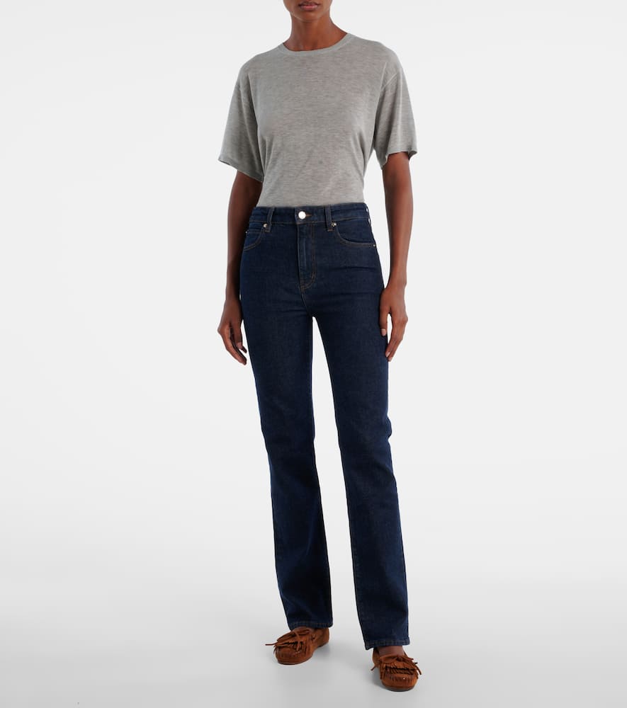 Frame Ruler High-rise Straight Jeans In Blue