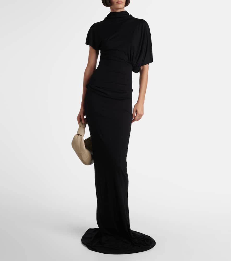 Rick Owens Lilith Draped Jersey Gown In Black