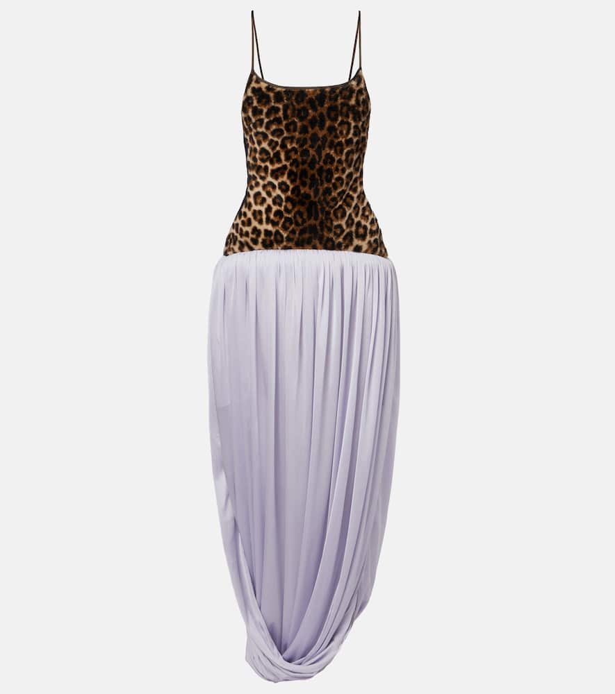 Jacques Wei Leopard-print Draped Maxi Dress In Multi