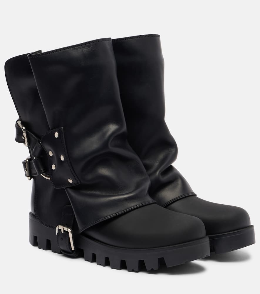 Dolce & Gabbana Leather Biker Boots In Black