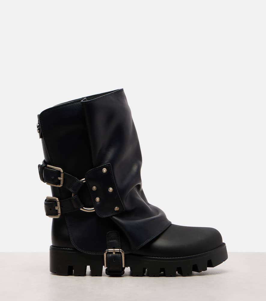 Dolce & Gabbana Leather Biker Boots In Black