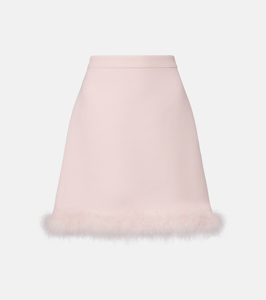 Valentino Crepe Couture feather-trimmed miniskirt