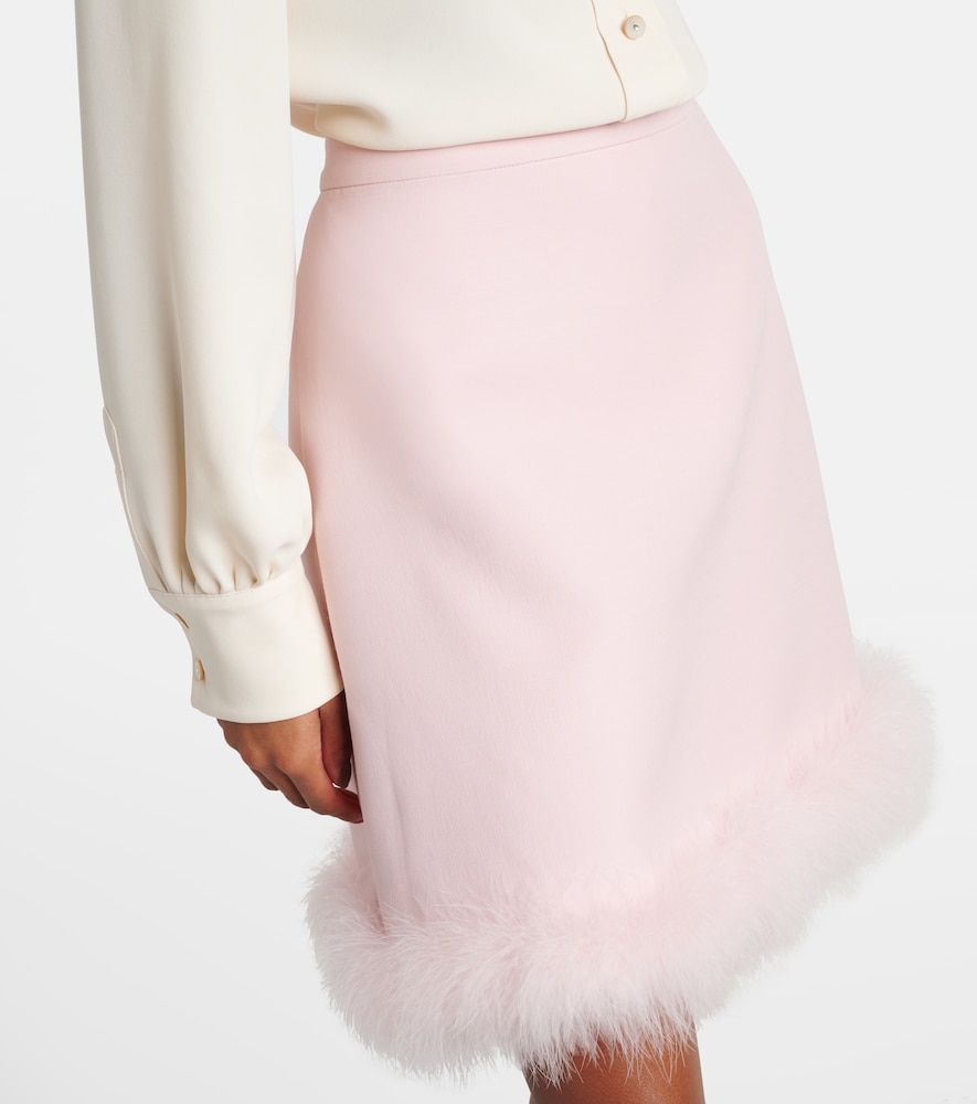 Crepe Couture Feather-Trimmed Miniskirt