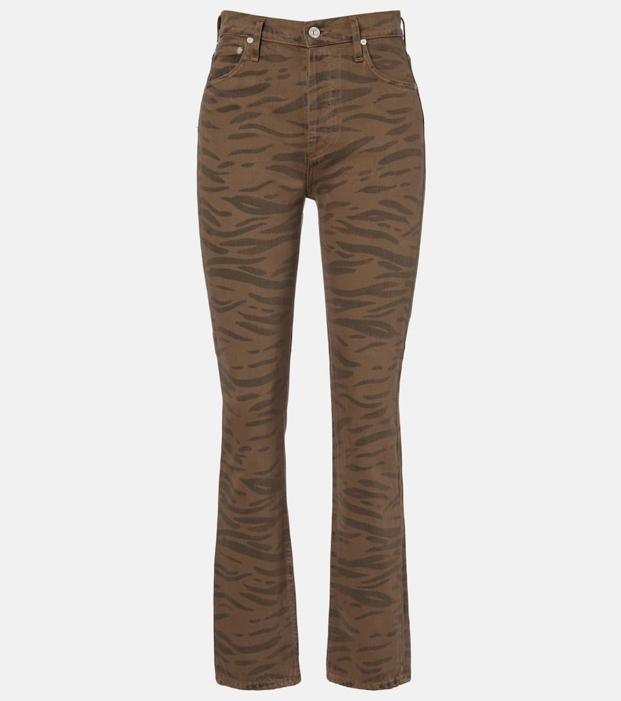 Citizen Of Humanity Blaine Zebra-print Flared Jeans In Brown
