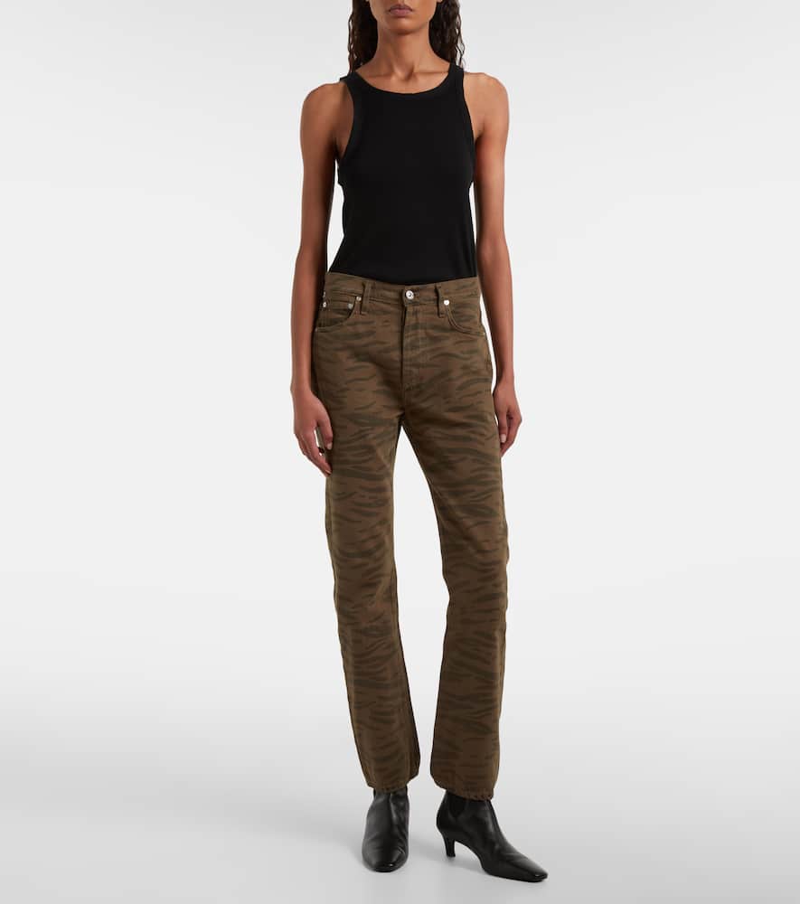 Citizen Of Humanity Blaine Zebra-print Flared Jeans In Brown