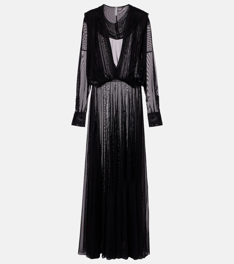 Norma Kamali Hooded Sheer Maxi Dress In Black