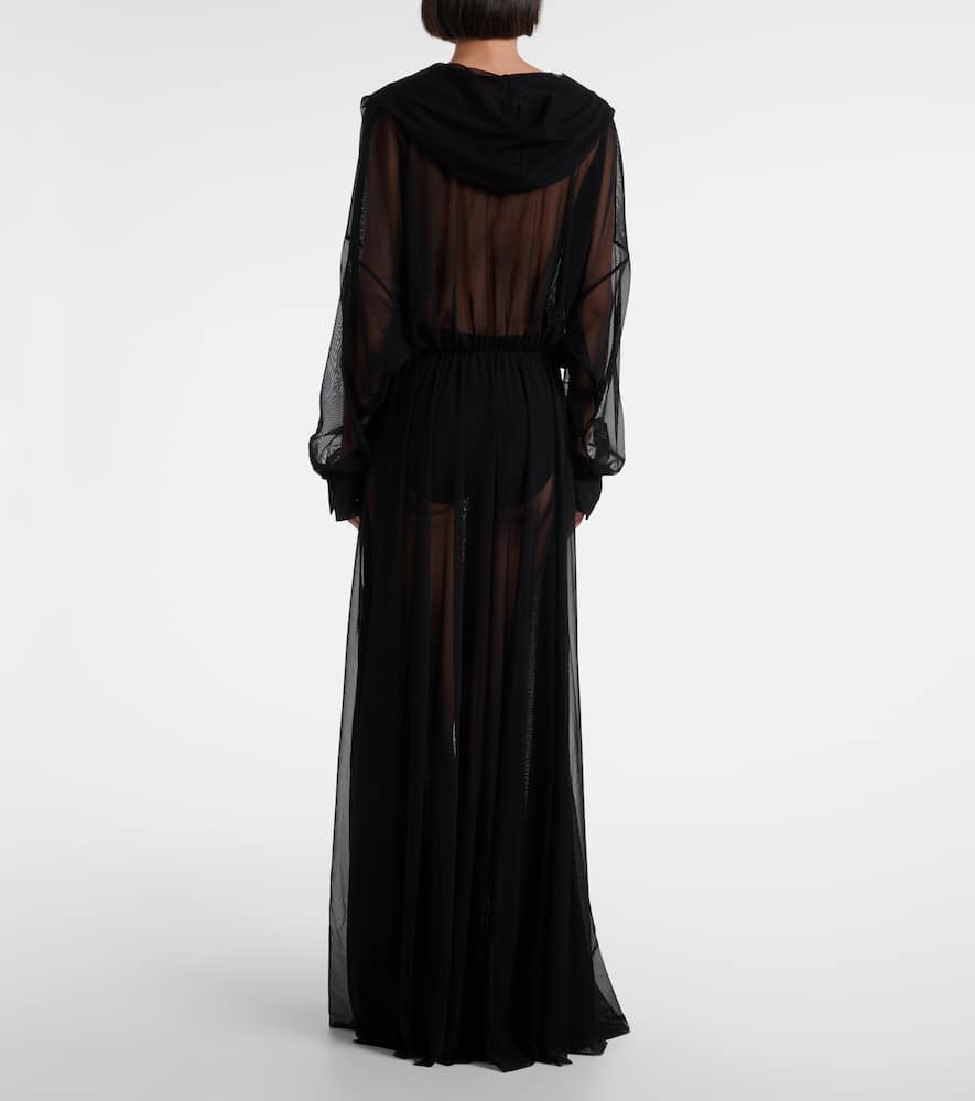 Norma Kamali Hooded Sheer Maxi Dress In Black