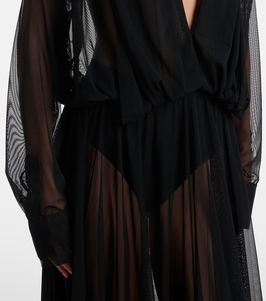 Norma Kamali Hooded Sheer Maxi Dress In Black