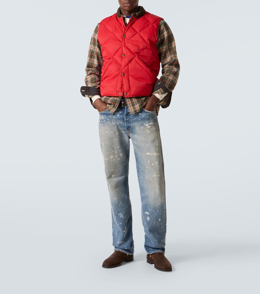 Rrl Quilted Twill Vest In Red