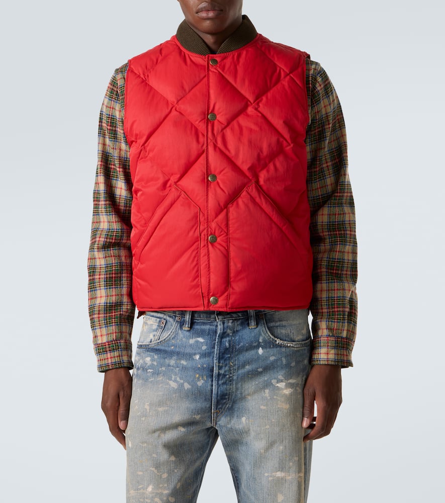 Rrl Quilted Twill Vest In Red