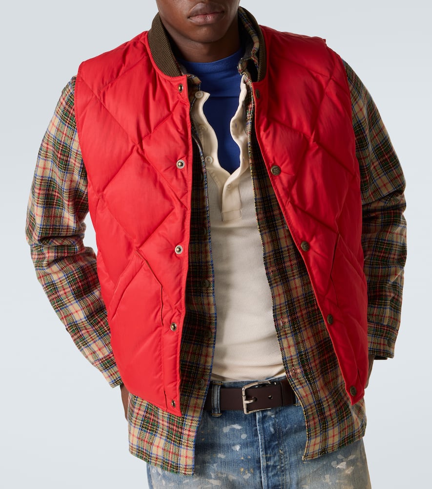 Rrl Quilted Twill Vest In Red